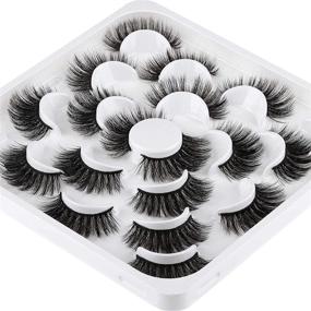 img 2 attached to 👁️ Mavphnee Thick Fluffy 20MM Faux Mink Lashes - Dramatic False Eyelashes Pack | 10 Pairs Crossed 3D Volume Fake Eyelashes | Soft Reusable Strip Eye Lashes