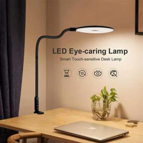 img 2 attached to 💡 Clamp-on LED Desk Lamp: Eye-Friendly Table Lamp with 4 Brightness Levels, 3 Color Temperatures, Flexible Goose Neck, and 10W 1200 Lumen for Studying, Home Office, and Reading