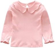 👶 adorable baby girl boy kids blouse: stylish long sleeves, doll collar & button details logo