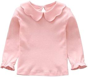 img 3 attached to 👶 Adorable Baby Girl Boy Kids Blouse: Stylish Long Sleeves, Doll Collar & Button details