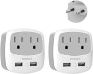 🌍 tessan european plug adapter - us to europe power adaptor with dual usb charger and ac outlets - type c international travel adapter (eu italy spain france germany iceland israel greece) - 2 pack logo