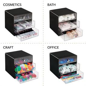 img 3 attached to 🗄️ mDesign Plastic Home Office 3 Drawer Cube Storage Organizer: Sleek Desktop Organization Solution for Office Supplies, Gel Pens, Pencils, Markers, Tape, Erasers, Paperclips, Chargers