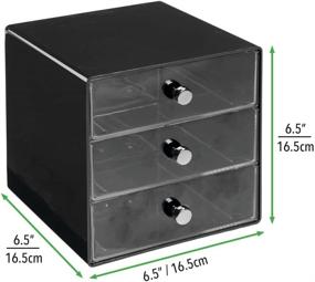 img 1 attached to 🗄️ mDesign Plastic Home Office 3 Drawer Cube Storage Organizer: Sleek Desktop Organization Solution for Office Supplies, Gel Pens, Pencils, Markers, Tape, Erasers, Paperclips, Chargers