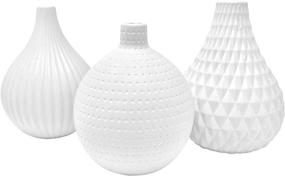 img 1 attached to 🏺 Joseph's Small White Ceramic Vase Set - Ideal for Kitchen, Office, or Living Room Home Decor - Compact and Stylish White Vase Set