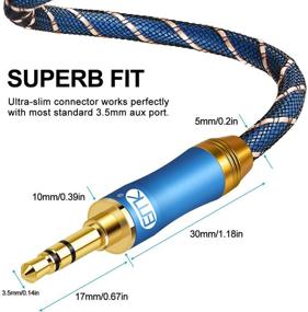 img 2 attached to 🎧 EMK 3.5mm Nylon Braided AUX Cable - High Fidelity Sound Quality, 24K Gold-Plated, Tangle-Free - Ideal for Headphones, Laptops, Phones, Tablets, MP3 Players, Car Stereos & More (5ft/1.5m)