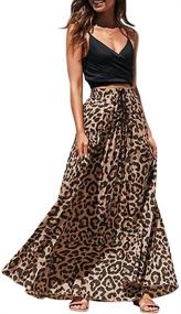 img 4 attached to 🐆 Imysty Women's Leopard Print Maxi Skirt: Stylish Drawstring, High Waisted, and Bohemian Inspired