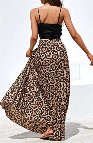 img 2 attached to 🐆 Imysty Women's Leopard Print Maxi Skirt: Stylish Drawstring, High Waisted, and Bohemian Inspired