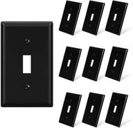 elegrp 1-gang standard size toggle light switch wall plate, unbreakable polycarbonate replacement faceplates covers, ul listed, includes 10 pack color-matched screws, glossy black finish логотип