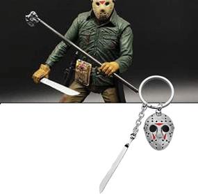 img 2 attached to 80s Horror Movie Fans Gift: Jason Machete Keychain - Thriller Jewellery for Halloween Present