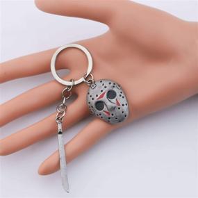 img 1 attached to 80s Horror Movie Fans Gift: Jason Machete Keychain - Thriller Jewellery for Halloween Present