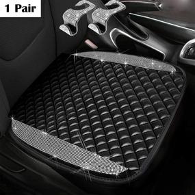 img 4 attached to Bling Leather Car Front Seat Cover Protector Pad Mat Cushion by Dayutech - 2 Pack with Bonus 2pcs Bling Car Seat Hook Hanger (Silver) - Stylish Auto Cars SUV Truck Jeep Interior Accessories for Women