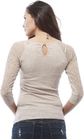 img 1 attached to 👚 3/4 Sleeve Lace Contrast Top for Women with Scoop Neck