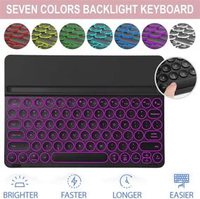 img 2 attached to iPad Keyboard Case Pro 12.9: Bluetooth Wireless, Backlit 7 Colors, Pencil Charging, Rose Gold