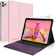 ipad keyboard case pro 12.9: bluetooth wireless, backlit 7 colors, pencil charging, rose gold logo