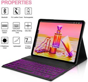 img 3 attached to iPad Keyboard Case Pro 12.9: Bluetooth Wireless, Backlit 7 Colors, Pencil Charging, Rose Gold