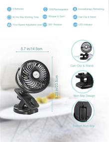 img 3 attached to 🌬️ Stay Cool Anywhere with the YXwin Stroller Fans Mini USB Desk Clip on Fan - 40 Hours Battery Life, 360° Rotation, 4 Speeds - Perfect for Outdoor/Indoor Baby Car Travel, Office, Camping, and Library