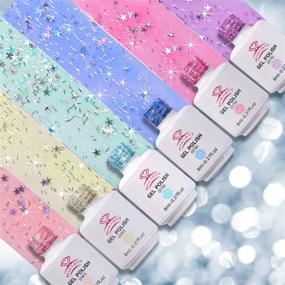 img 3 attached to Makartt Gel Nail Polish Set: Jelly Glitter Gel Pink Blue Yellow LED Fall 💅 Gel Polish Kit, 6 Bottles 8ML Soak Off Gel Manicure Kit P-125 for Girls and Women