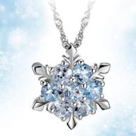 ❄️ elsa frozen crystal snowflake sterling silver necklace - sparkling blue pendant for girls logo