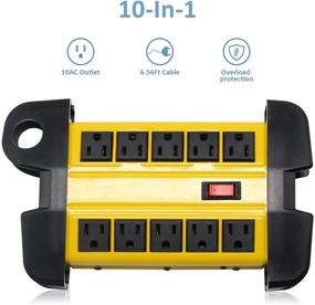 img 3 attached to BTU 10 Outlet Heavy Duty Metal Power Strip, 6.5 Ft Extension Cord, 15A/125V Circuit Breaker, 1875W for Garage, Workshop, Home, Office - Wall Mountable, ETL Listed (Yellow)