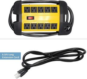 img 1 attached to BTU 10 Outlet Heavy Duty Metal Power Strip, 6.5 Ft Extension Cord, 15A/125V Circuit Breaker, 1875W for Garage, Workshop, Home, Office - Wall Mountable, ETL Listed (Yellow)