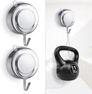 🛁 2 pack of heavy duty shower suction cup hooks for towel and bathrobe: removable & sustainable load-bearing (5kg), ideal for kitchen glass and ceramic tile organization in showers logo