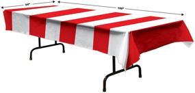 img 3 attached to 🎉 Vibrant Red & White Stripes Tablecover: Perfect Party Accessory (1 count) (1/Pkg)