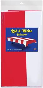 img 2 attached to 🎉 Ярко-красный и белый настольный скатерть со строчками: идеальный аксессуар для вечеринки (1 шт) (1 упак)