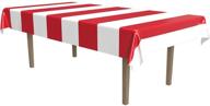 🎉 vibrant red & white stripes tablecover: perfect party accessory (1 count) (1/pkg) logo