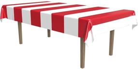 img 4 attached to 🎉 Ярко-красный и белый настольный скатерть со строчками: идеальный аксессуар для вечеринки (1 шт) (1 упак)