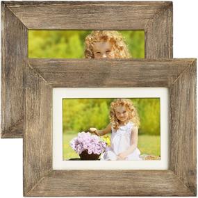 img 4 attached to 🖼️ Rustic Barnwood Picture Frame Set: Weathered Gray Wood Home Decor (Pack of 2) - Ideal for 5x7 or 4x6 Photos, Wall/Desktop/Tabletop Display with Matte Frames Included