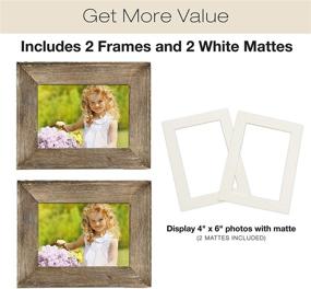 img 2 attached to 🖼️ Rustic Barnwood Picture Frame Set: Weathered Gray Wood Home Decor (Pack of 2) - Ideal for 5x7 or 4x6 Photos, Wall/Desktop/Tabletop Display with Matte Frames Included