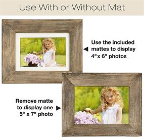 img 1 attached to 🖼️ Rustic Barnwood Picture Frame Set: Weathered Gray Wood Home Decor (Pack of 2) - Ideal for 5x7 or 4x6 Photos, Wall/Desktop/Tabletop Display with Matte Frames Included