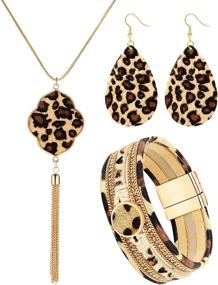 img 4 attached to 🐆 Stylish Leopard Jewelry Set: Bracelet and Necklace for Women by Hicarer