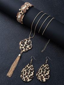 img 3 attached to 🐆 Stylish Leopard Jewelry Set: Bracelet and Necklace for Women by Hicarer