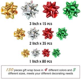 img 3 attached to 🎁 Enhance Your Presentations with Tatuo 130 Piece Christmas Metallic Bows – Adhesive and Festive Gift Wrap Bows for Present Decoration (Christmas Color)