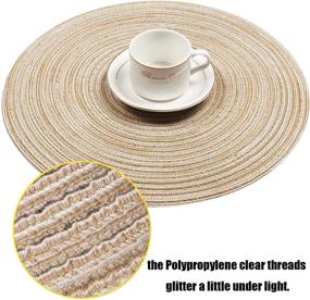 img 2 attached to SHACOS Round Braided Placemats: Set of 6 Washable Round Placemats for Kitchen Table - 15 inch (Beige, 6)