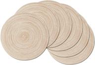 shacos round braided placemats: set of 6 washable round placemats for kitchen table - 15 inch (beige, 6) logo