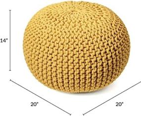 img 1 attached to Fernish Decor Round Pouf Ottoman - Hand-Knitted Cotton Pouf Footrest, Foot Stool, Knit Bean Bag Floor Chair - Bed Room Living Room Accent Seat (20x20x14 Inch, Yellow)