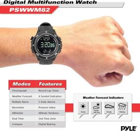 img 3 attached to 🏃 Smart Fit Classic Men Women Digital Multifunction Sports Wrist Watch - Fitness Gear Tracker with Altimeter, Barometer, Compass, Timer, Weather Forecast - Pyle PSWWM82BK (Black) for Sport Running Training