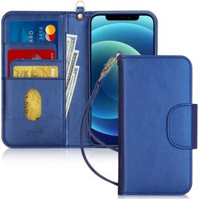 img 4 attached to 📱 FYY iPhone 12 Mini Case: Luxury PU Leather Wallet Cover with Kickstand, Card Slots, and Note Pockets - Navy