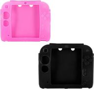 🎮 ultimate protection: silicone rubber gel skin case for nintendo 2ds - black/pink logo