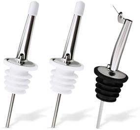 img 4 attached to 🍾 Yagizaai Liquor Bottle Pourers and Wine Spouts - Stainless Steel Classic Tapered Spout for Oil and More (3 Sets, 2 Designs)