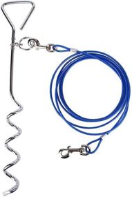 img 4 attached to 🐾 10ft (3m) Dog Tie-Out Cable | 18 Inch Spiral Ground Stake Spike | Ideal for Outdoor Yard, Camping | Small to Medium Dogs