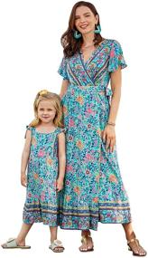 img 4 attached to PopReal Dresses Bohemian Printed Matching Girls' Clothing