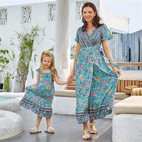 img 2 attached to PopReal Dresses Bohemian Printed Matching Girls' Clothing