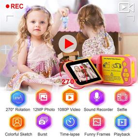 img 1 attached to 🎥 PROGRACE Kids Video Camera Girls Camcorder - Best Girls Gifts Toys Cameras for Toddlers 3-10 Years Old Birthday - Children Video Recorder with 270°Rotation Screen 2.4&#34; 1080P 12MP - Includes 32GB SD Card