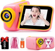 🎥 prograce kids video camera girls camcorder - best girls gifts toys cameras for toddlers 3-10 years old birthday - children video recorder with 270°rotation screen 2.4&#34; 1080p 12mp - includes 32gb sd card logo