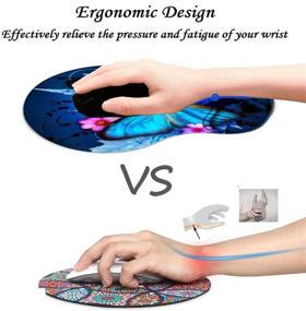 img 1 attached to 🦋 Comfortable and Stylish: Ergonomic Blue Butterfly Mouse Pad with Wrist Support - Perfect Office Desk Accessory for Women and Girls