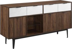 img 1 attached to 🔲 Stylish Dark Walnut 60-Inch Wood Buffet Sideboard with 4 Drawers - Walker Edison Modern Farmhouse Console for Dining Room, Entryway Serving, and Storage