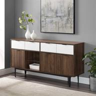 🔲 stylish dark walnut 60-inch wood buffet sideboard with 4 drawers - walker edison modern farmhouse console for dining room, entryway serving, and storage логотип